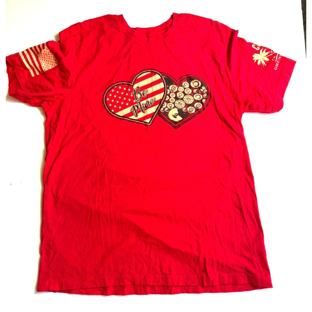 Grunt Style Men's XL T-Shirt Red "Be Mine" Valentine Shell Casings Patriotic